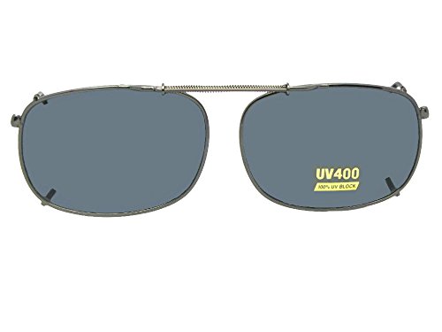 Rectangle Non Polarized Clip-On Sunglasses for Men and Women – Clip On Sunglasses For Eyewear glasses (Pewter-NON Polarized Gray Lens, 54mm Width x 37mm Height, Millimeters)