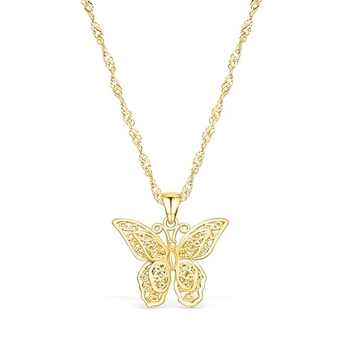 SHINYY Butterfly Pendant Necklace for Women 18K Stainless Steel Charm Bracelet Jewelry Gift (Gold)