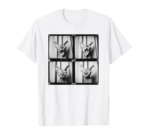 Hairless Sphynx Cat Lover Pet Portrait Funny Yawning Cat T-Shirt