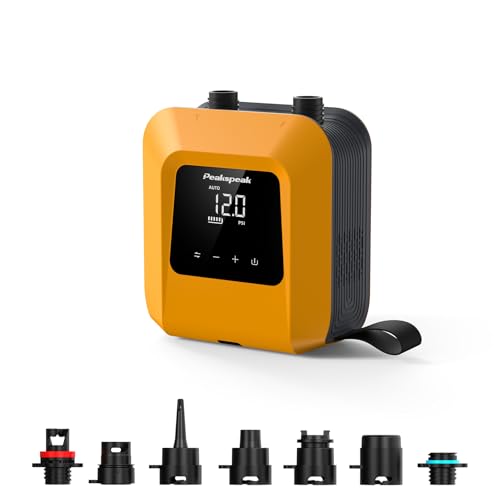 Peakspeak 20 PSI Electric Paddle Board Pump S1 – Portable SUP Air Pump, Rechargeable Battery-Powered, Intelligent Inflation & Deflation, Auto-Off for SUP Boards, Boats, Kayaks, Tents