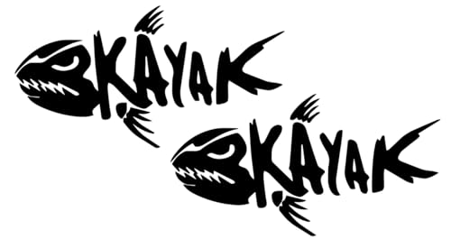 2 Pack - Kayak Fishing | Car Decal Vinyl Sticker Graphics | 5.5 Inches Wide by 3 Inches Height HOM1546A.070M Matte Black