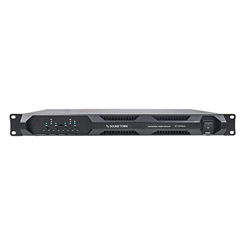 Sound Town Ultra-Lightweight 1U 4-Channel PA/DJ Power Amplifier, 4 x 1400W at 4-ohm, Supports 2, 4 & 8-ohm (ST-UPDM4C)