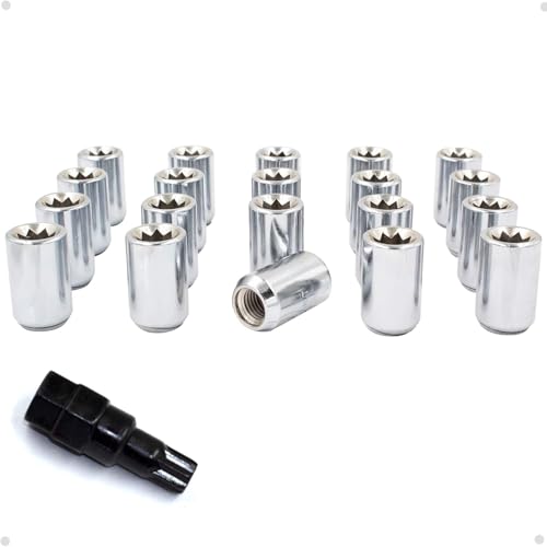 Wheel Accessories Parts 20 Pcs 12mm 1.25 12x1.25 Thread Car Tuner 1.26" Long Lug Nut Chrome Tuner Fits Most Subaru Pass Cars ｜ Nissan Pass Cars with Aftermarket Wheels