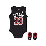 Nike Baby's Bodysuit, Hat and Booties 3 Piece Set (0-6 Months, Black/Red 5 Set)