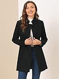 Allegra K Women's Winter Overcoat Stand Collar Single Breasted Mid-thigh Long Coat Small Black