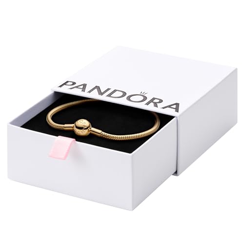 PANDORA Moments Snake Chain Bracelet - Compatible Moments Charms - Gold Charm Bracelet for Women - Gift for Her Shine - With Gift Box - 7.9"
