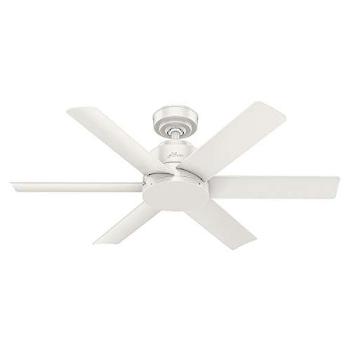 Hunter Fan Company Kennicott 44" Indoor/Outdoor Casual Ceiling Fan Without Lights, Reversible WhisperWind Motor, SureSpeed Technology, Fresh White