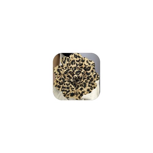 19mm Extra Large Leopard Flower Brooches Lapel Pins Dainty Satin Fabric Brooches Big Camellia Flower Brooch Pin for Women Wedding Part Dance Clothes Accessories Jewelry (Huang Bao)