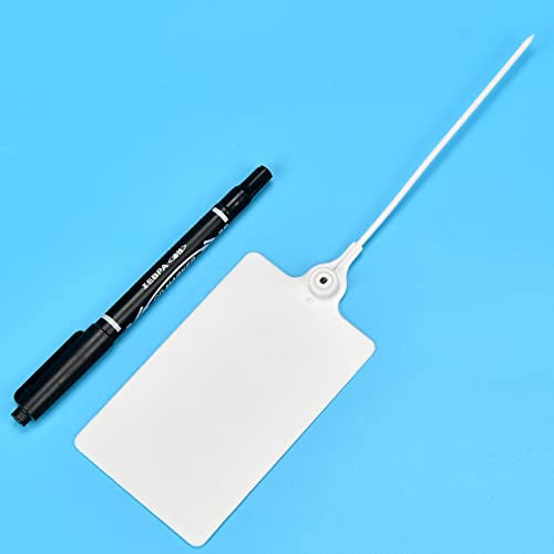 LeadSeals 100 Plastic Shipping Tags - Waterproof, Writable Labels for Security, Storage, Hanging - With Marker Pen (White)