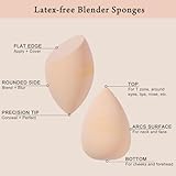 Real Perfection Makeup Sponge Set Blender Sponges, Latex-Free Beauty Makeup Sponges 7 pcs with 1 Travel Container Case for Blending Foundation Liquid Cream and Powder (Beige)