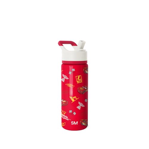Simple Modern Kids Summit Water Bottle with Straw Lid |Disney Lightning McQueen 18oz Stainless Steel Cup Insulated Tumbler for Boys, School | Cars Lightning Speed