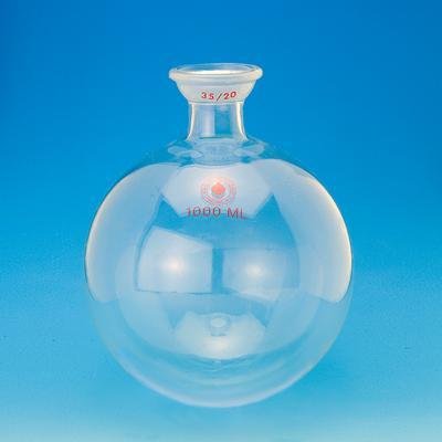 ACE Glass 6902-241 Single Neck Receiving Boiling Flask, Spherical, Round Bottom, Heavy Wall, 1L Capacity, 35/25 Joint