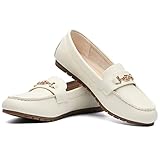 DeYashopin Women's Flats Shoes Leisure Slip On Comfort Boat Shoes PU(White-8)