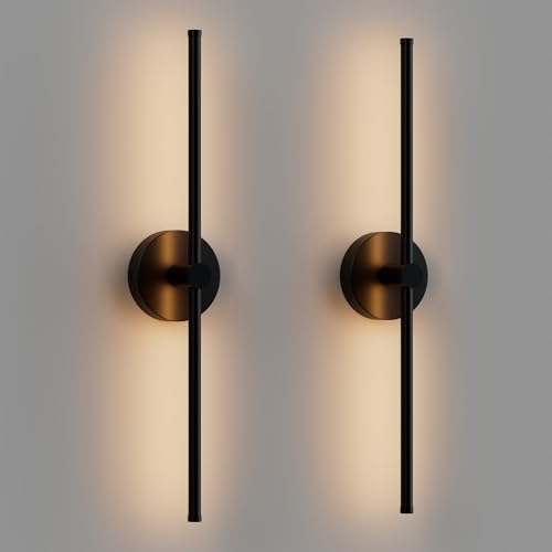 ZAGO 24 Inch LED Indoor Linear Wall Sconces Set of Two, 3CCT Switchable, Matte Black, Hardwired and Wall Mounted, Dimmable for Living Room, Hallway, Bedroom, 120-277V, 14W, 900LM, ETL Certified