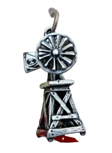 A-Store Sterling Silver 3D 23x10mm Movable Old Style Water Pumping Windmill Charm Jewelry Making For You