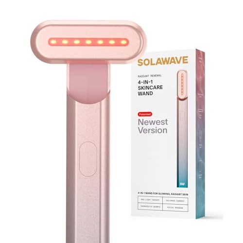 Solawave 4-in-1 Red Light Therapy Wand for Face & Neck | Beauty Device with Galvanic Current, Massager & Warmth | Anti-Aging, Wrinkle Reduction, Skin Tightening, Depuffing & Rejuvenation (Ombre)