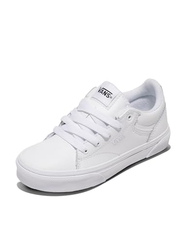 Vans Youth Seldan Shoe | Kids' Retro Tennis Inspired Sneakers for Boys & Girls, Everyday Fashion, White/White, 3