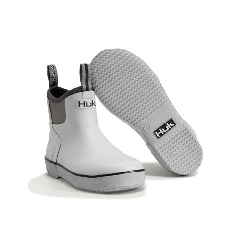 HUK Rogue Wave Shoe, High-Performance Fishing & Deck Boot for Kids Rain, White, 4 US Unisex Big