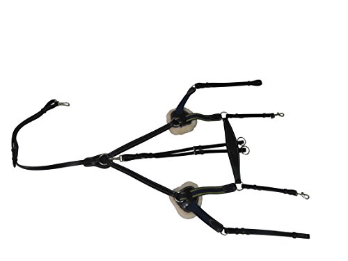Henri de Rivel Pro 5 Point Elastic Breastplate Martingale with Running Attachment - Black - Oversize