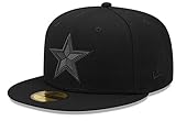 New Era Authentic New Very Rare Men's Cowboys Black On Black Logo 59Fifty Fitted Cap Hat (as1, Numeric, Numeric_7_and_1_Eighth)