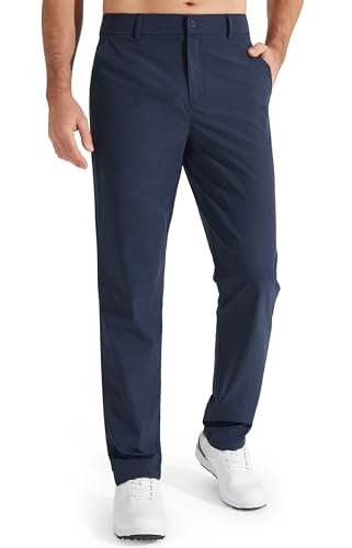 Libin Mens Golf Pants Classic Fit Stretch Work Dress Pants 32" Quick Dry Lightweight Business Casual Trousers Comfort Water Resistant, Navy Blue, 34W x 32L