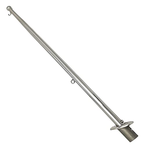MARINE CITY Flag Stanchion Pole & Base Kit – 304 Stainless Steel 30-Inch Adjustable, Corrosion-Resistant, Durable for Yachts, Boats, RVs, and Marines (Large)