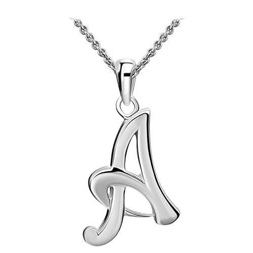 SEA OF ICE A Necklace Initial Alphabet Letter Pendant Necklace, Sterling Silver Necklace for Women, Elegant Initial Necklaces, Personalized Custom Women's Necklaces, Sterling Silver Jewelry