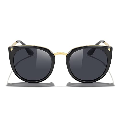 MERRY'S Girls Cat Eye Sunglasses for kids Children Polarized Sunglasses S7000 (Black, 49)
