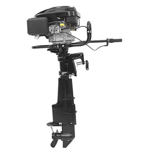 IOUSSJC 4 Stroke Outboard Motor, 7.5HP Hangkai Boat Engine Motor, 196CC Gasoline Power Boat Motor for Water Sports, Water Tourism, Fishery Production, 180-Degree Steering Function