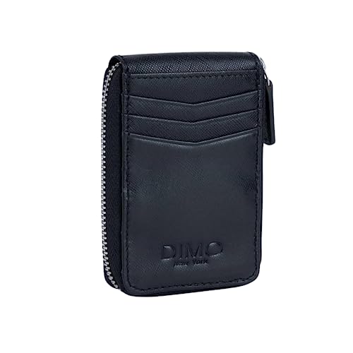 Dimo New York RFID Outer ID Cross Weave Leather Zipper Wallet Black
