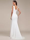 Ever-Pretty Women's Trendy V Neck Long Wedding Prom Dresses with Train White US16