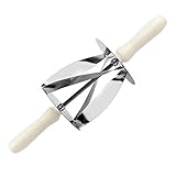 O'Creme Revolving Croissant Cutter with Stainless Steel Blades and Plastic Handles, Roller for Cutting out Triangles 5-1/2 Inch x 7 Inch for Crescent Pastry or Crescent Bread