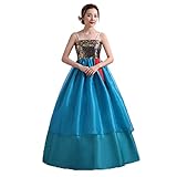 KUFEIUP Women's Korean Hanbok Dress Floral Embroidery Cosplay Costume (US, Alpha, Large, Regular, Regular, Blue)