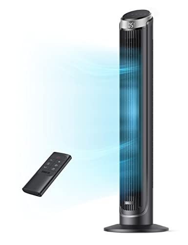 Dreo Tower Fan for Bedroom, 90° Oscillating Fans that Blow Cold Air, 5 Speeds, 4 Modes with 26ft/s Velocity, 12H & 28dB Quiet Timer, Remote, Touch, 40" Standing Floor Fan for Home Office, Black