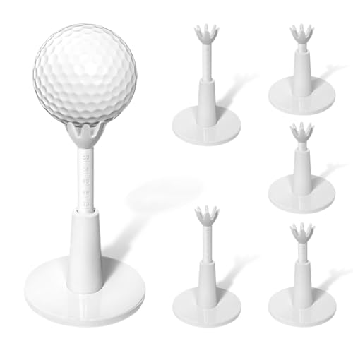 CAITON Adjustable Golf Tee, for Driving Range Mats Simulator, Unbreakable Golf Tee, 2.1-2.9 Inches Height No Need to Repeatedly Pick up for Indoor Outdoors (6)