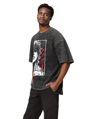 Anime Grappler T Shirts Unisex Harajuku Streetwear Fashion Washed T-Shirts 100% Cotton Summer Clothes Casual Wear (Small,Dary-Grey)
