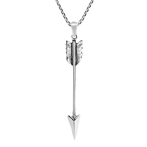 AeraVida Valiant Hunter's Arrow .925 Sterling Silver Pendant Necklace | Elegant Hunting Arrow Charm Pendant for Women | Nature-Inspired Sterling Silver Jewelry
