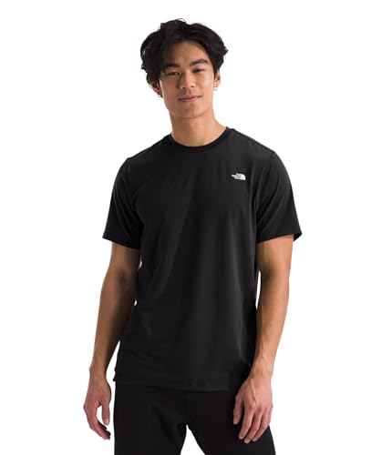 THE NORTH FACE Men's Adventure Tee | Lightweight & Stretchy Shirt with Set-in Sleeves & Heat Transfer Logo, TNF Black, X-Large