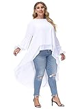 Womens Blouses and Tops Ruffle Long Sleeve Asymmetric High Low Club Shirt Dress 24W White