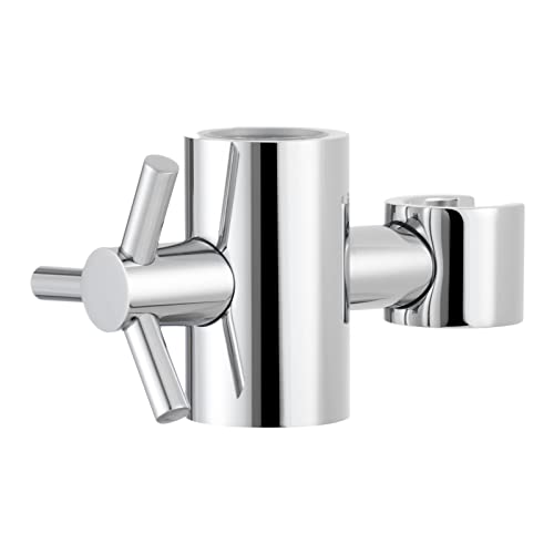 Tecmolog Brass Handheld Shower Bracket Adjustable Shower Head Holder for Slide Bar 25mm O.D, Chrome, ST38A
