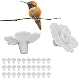 Hummingbird Feeder Replacement Flowers, 30 Sets Unique Replaceable Hummingbird Bird Feeder Flower Hanging Bird Feeding Ports Replacement Parts for Hummingbird Feeder Hanging Feeder, White