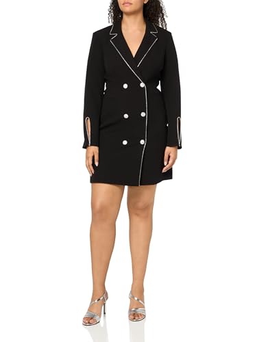 Karl Lagerfeld Paris Women's Embellished Trim Long Sleeve Split Cuff Blazer Dress, Black