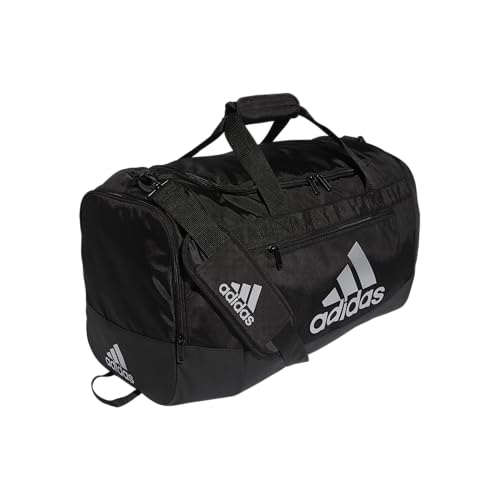 adidas Unisex Adult Defender 4.0 Duffel, Durable Athletic Sports Gym Travel Bag for Men and Women, Black/Silver Metallic, Medium (66L)