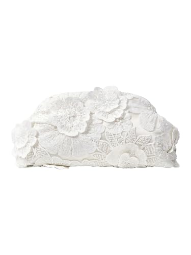 MakeMeChic Women's 3D Flower Evening Bag Lace Appliques Clutch Purse Underarm Handbags Beige One Size