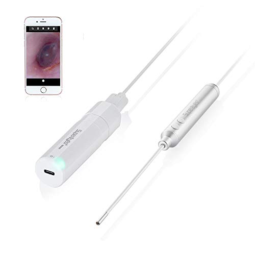 Supereyes Otoscope, Upgraded 4mm Ultra-Thin Ear Endoscope, 1.0 Megapixels HD Ear Video Inspection Camera, USB Ear Borescope Waterproof with Flexible Shaped Hose for iOS & Android Smartphone