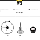 QYMOPAY Marine Steering Control Cable, 10ft Cable Outboard Steering Kit 3/4" Standard Tapered Shaft, Marine Steering System for Yachts and Other Watercraft