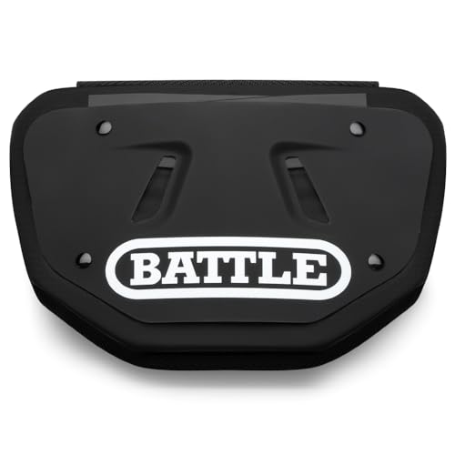 Battle Sports Football Back Plate – Hard Shell Lower Back Protector with Contoured Foam for High-Impact Protection - Adult, Black/White