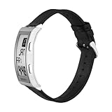 BERNY Men's Digital Sports Watch E-Ink Display Fashion LED E-Paper Watch Curved Dial Leather Band Watches with Two-time Zone Waterproof Wristwatches