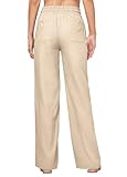 Willit Women Linen Pants Wide Leg Casual Palazzo Pants Cotton Linen Lounge Beach Summer Pants with Pockets 31" Khaki M