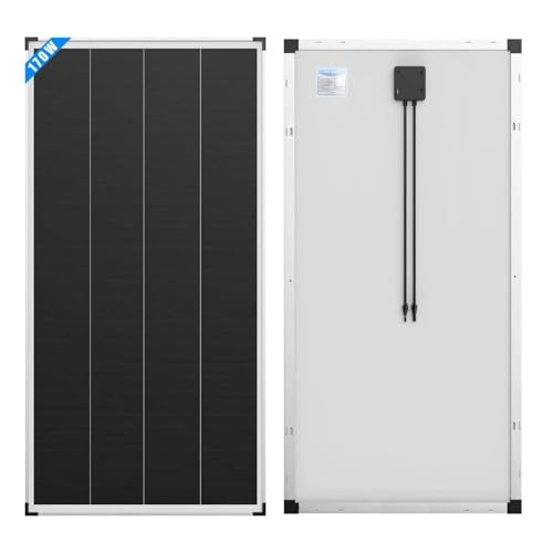 Alrska 170 Watt Solar Panel, 12 Volt Shingle-Tech Cell Monocrystalline Solar Panel High Efficiency Solar Module for RV Trailer Camper Marine Off Grid
